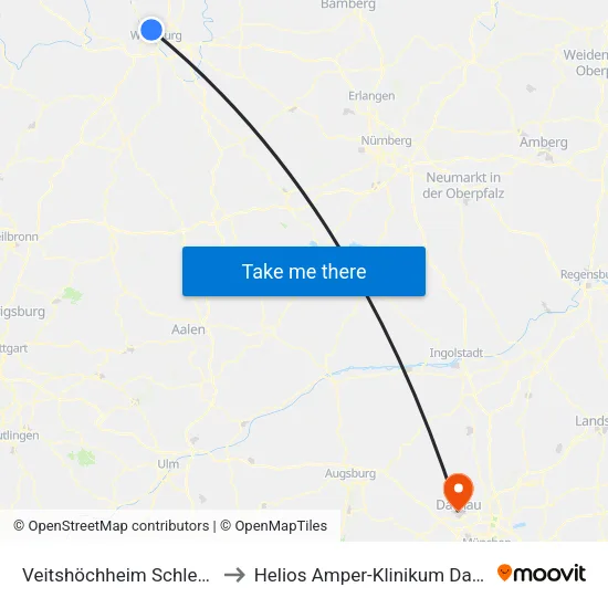 Veitshöchheim Schleehof to Helios Amper-Klinikum Dachau map