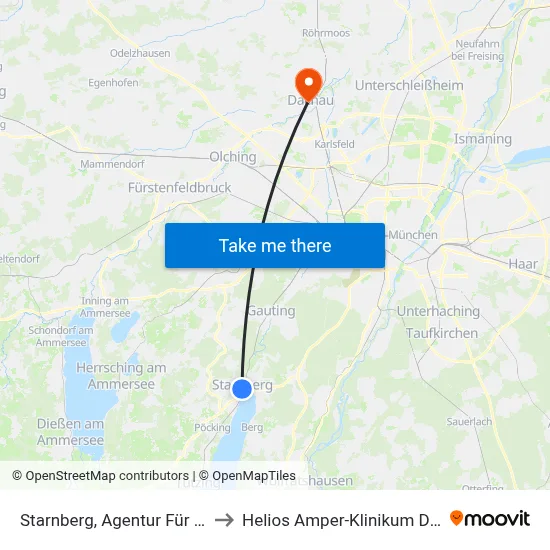 Starnberg, Agentur Für Arbeit to Helios Amper-Klinikum Dachau map