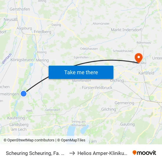 Scheuring Scheuring, Fa. Gerstmaier to Helios Amper-Klinikum Dachau map