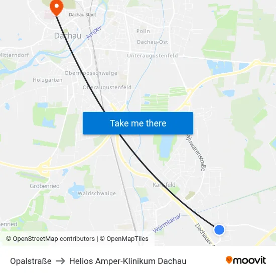 Opalstraße to Helios Amper-Klinikum Dachau map