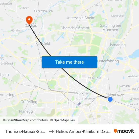 Thomas-Hauser-Straße to Helios Amper-Klinikum Dachau map