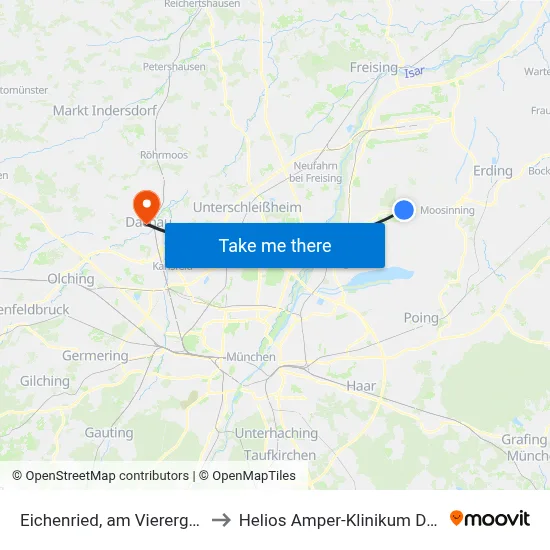 Eichenried, am Vierergraben to Helios Amper-Klinikum Dachau map
