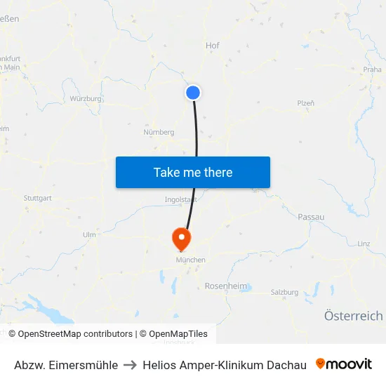 Abzw. Eimersmühle to Helios Amper-Klinikum Dachau map
