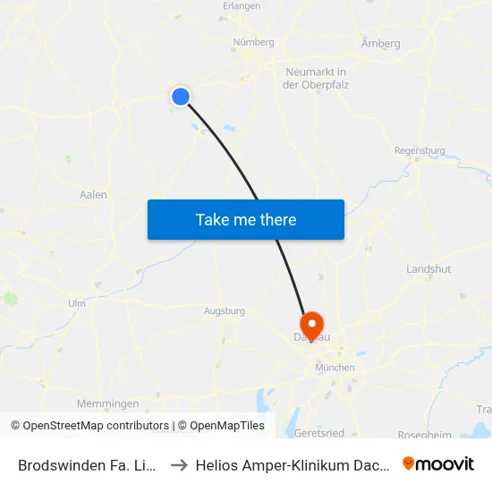 Brodswinden Fa. Linde to Helios Amper-Klinikum Dachau map