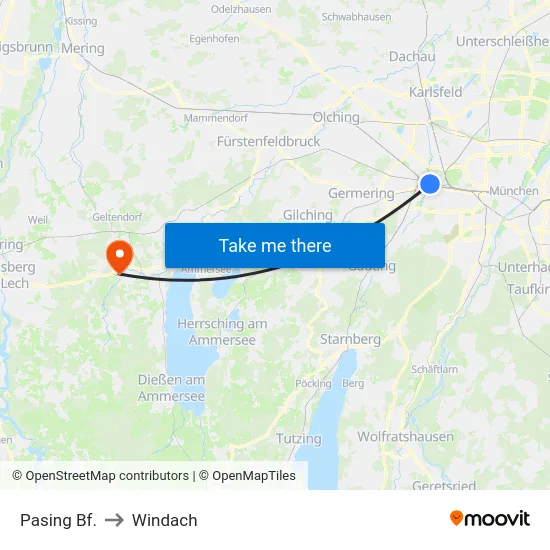 Pasing Bf. to Windach map