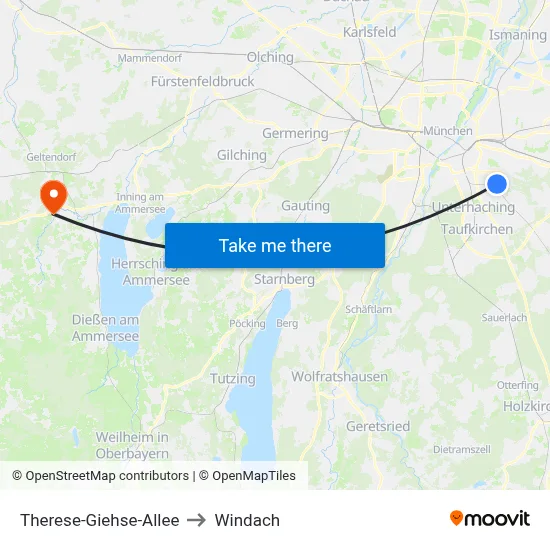Therese-Giehse-Allee to Windach map