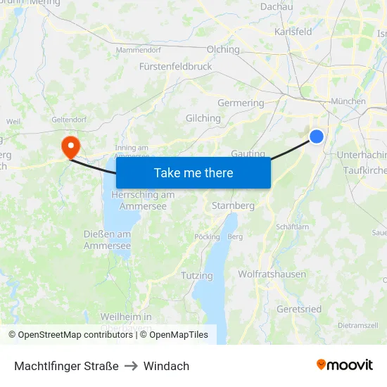 Machtlfinger Straße to Windach map