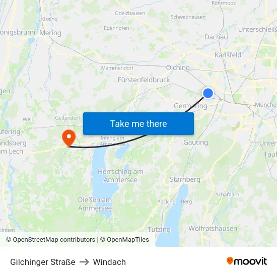 Gilchinger Straße to Windach map