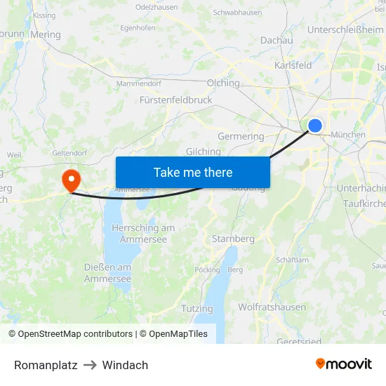 Romanplatz to Windach map