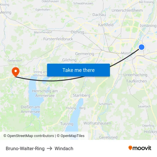 Bruno-Walter-Ring to Windach map