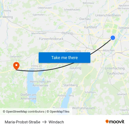 Maria-Probst-Straße to Windach map