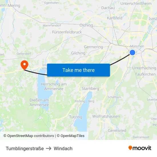 Tumblingerstraße to Windach map