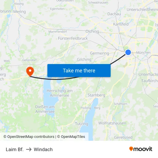 Laim Bf. to Windach map