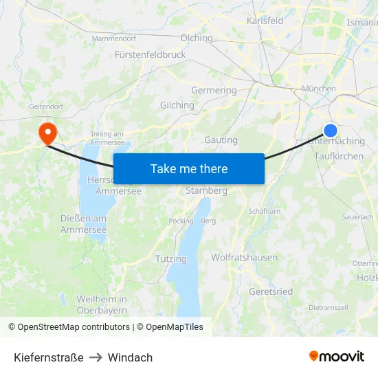 Kiefernstraße to Windach map