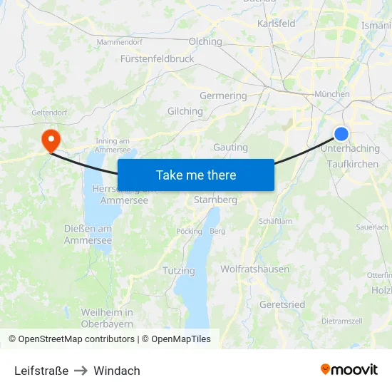 Leifstraße to Windach map