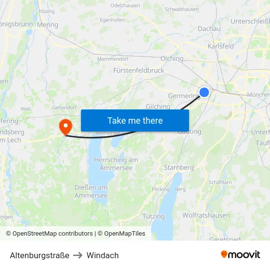 Altenburgstraße to Windach map
