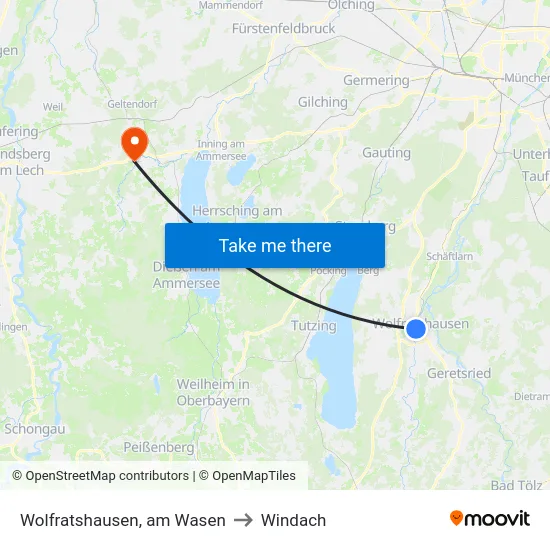 Wolfratshausen, am Wasen to Windach map