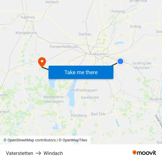 Vaterstetten to Windach map