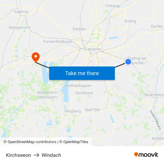 Kirchseeon to Windach map