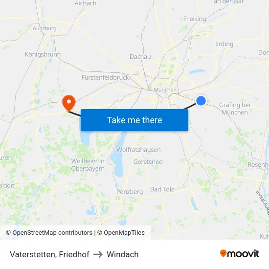 Vaterstetten, Friedhof to Windach map