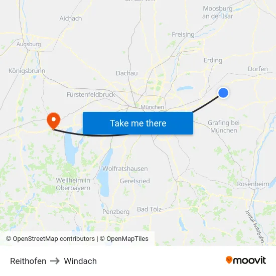 Reithofen to Windach map