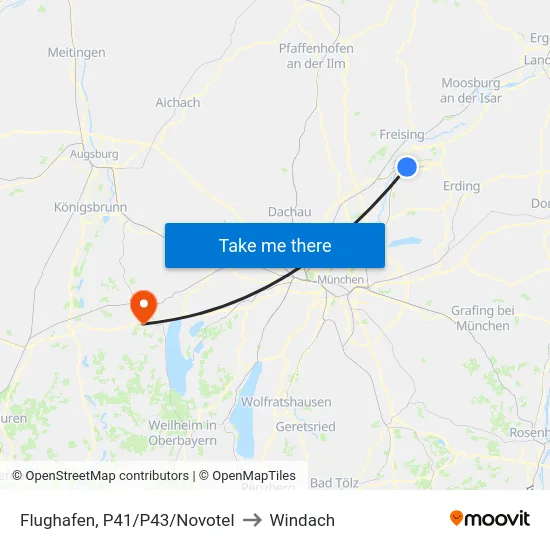Flughafen, P41/P43/Novotel to Windach map