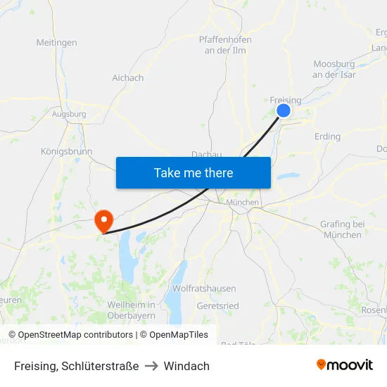 Freising, Schlüterstraße to Windach map