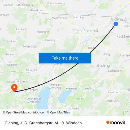 Olching, J.-G.-Gutenbergstr. M to Windach map