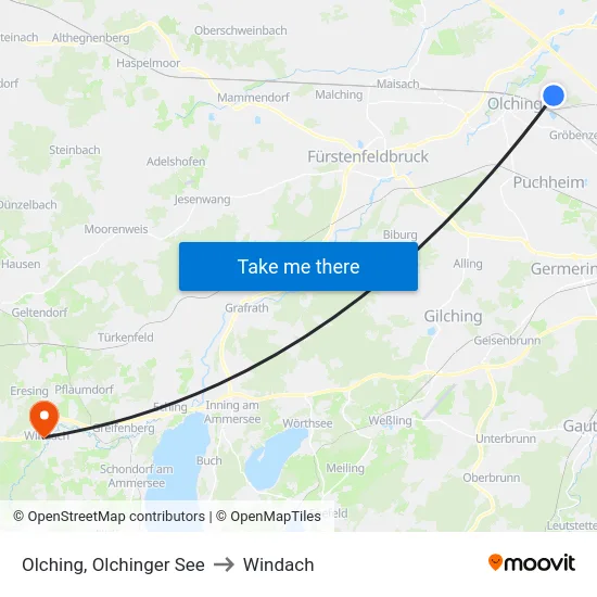 Olching, Olchinger See to Windach map