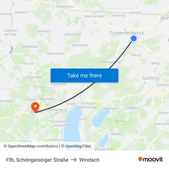 Ffb, Schöngeisinger Straße to Windach map