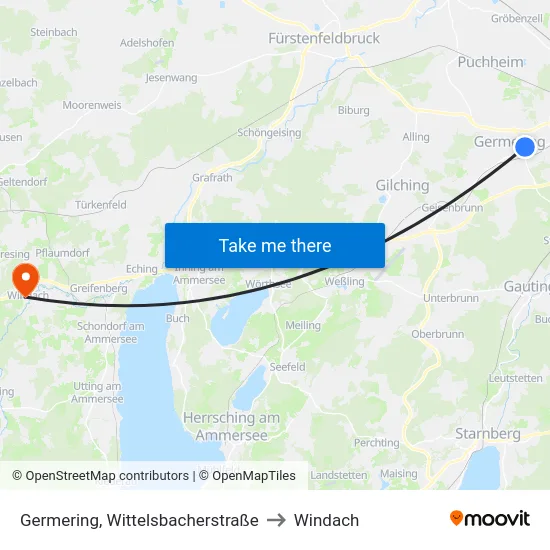 Germering, Wittelsbacherstraße to Windach map