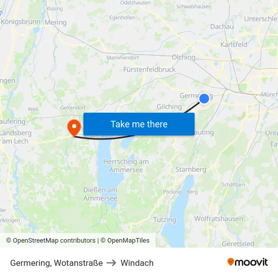 Germering, Wotanstraße to Windach map