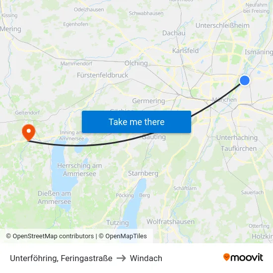 Unterföhring, Feringastraße to Windach map
