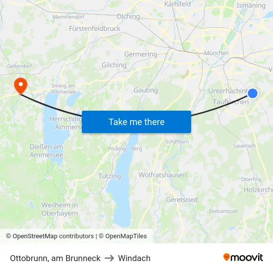 Ottobrunn, am Brunneck to Windach map
