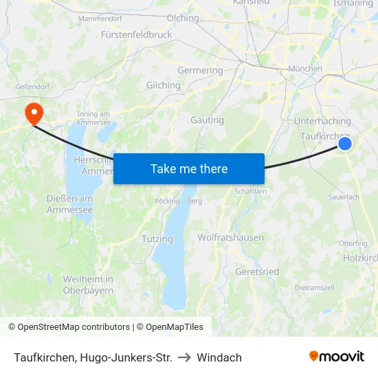 Taufkirchen, Hugo-Junkers-Str. to Windach map