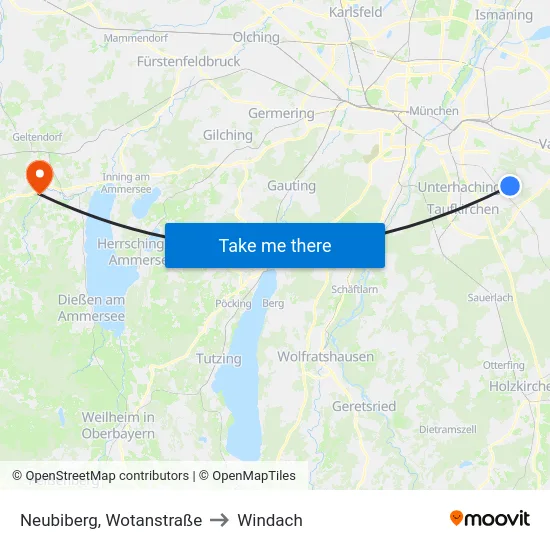 Neubiberg, Wotanstraße to Windach map