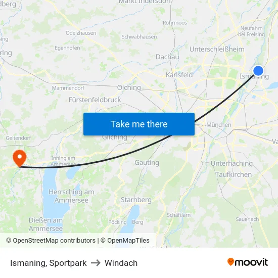 Ismaning, Sportpark to Windach map