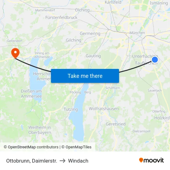 Ottobrunn, Daimlerstr. to Windach map