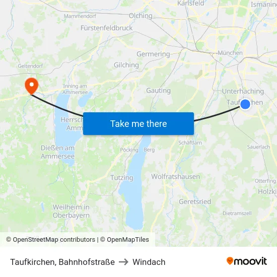 Taufkirchen, Bahnhofstraße to Windach map