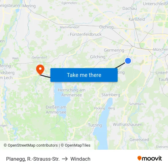 Planegg, R.-Strauss-Str. to Windach map