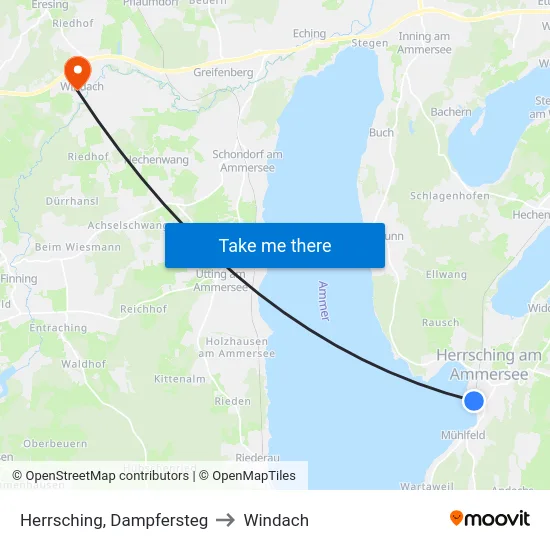 Herrsching, Dampfersteg to Windach map