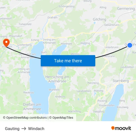Gauting to Windach map