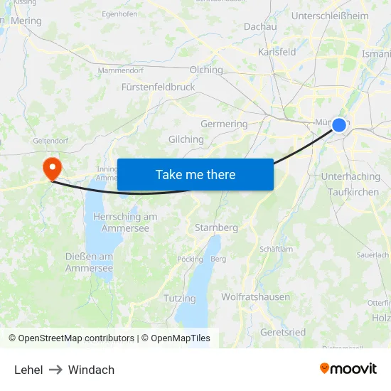 Lehel to Windach map