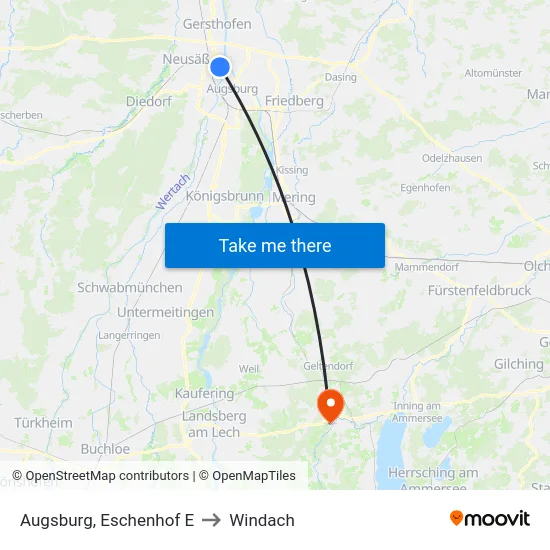 Augsburg, Eschenhof E to Windach map