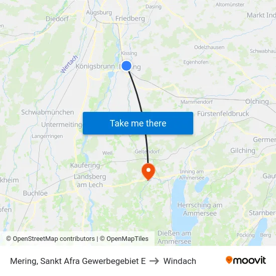 Mering, Sankt Afra Gewerbegebiet E to Windach map