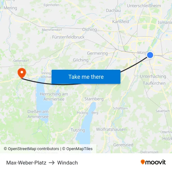 Max-Weber-Platz to Windach map