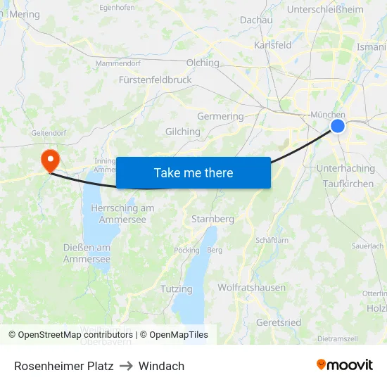 Rosenheimer Platz to Windach map