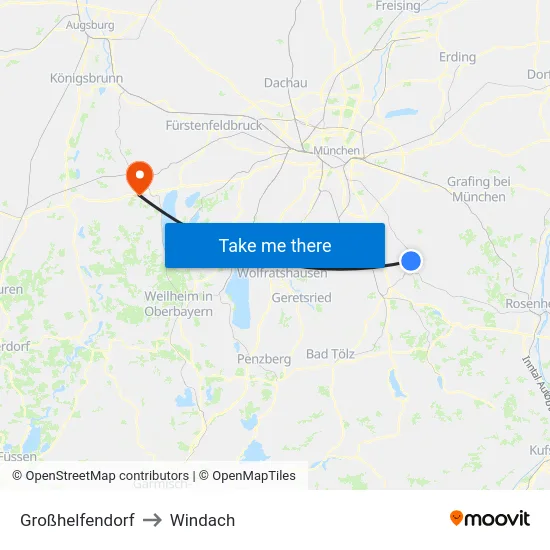 Großhelfendorf to Windach map