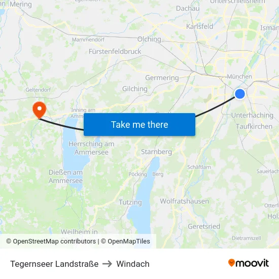 Tegernseer Landstraße to Windach map