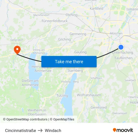 Cincinnatistraße to Windach map